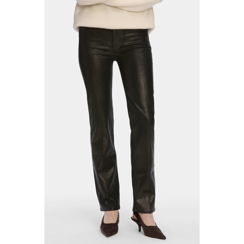 Frame Denim Le Sleek Straight Jean in Mood Ring Coated Black 28